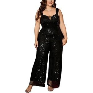 Elegant Black Sequin Jumpsuit